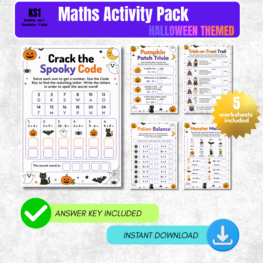 Halloween Maths Worksheet Pack | KS1 Printable Math Worksheets