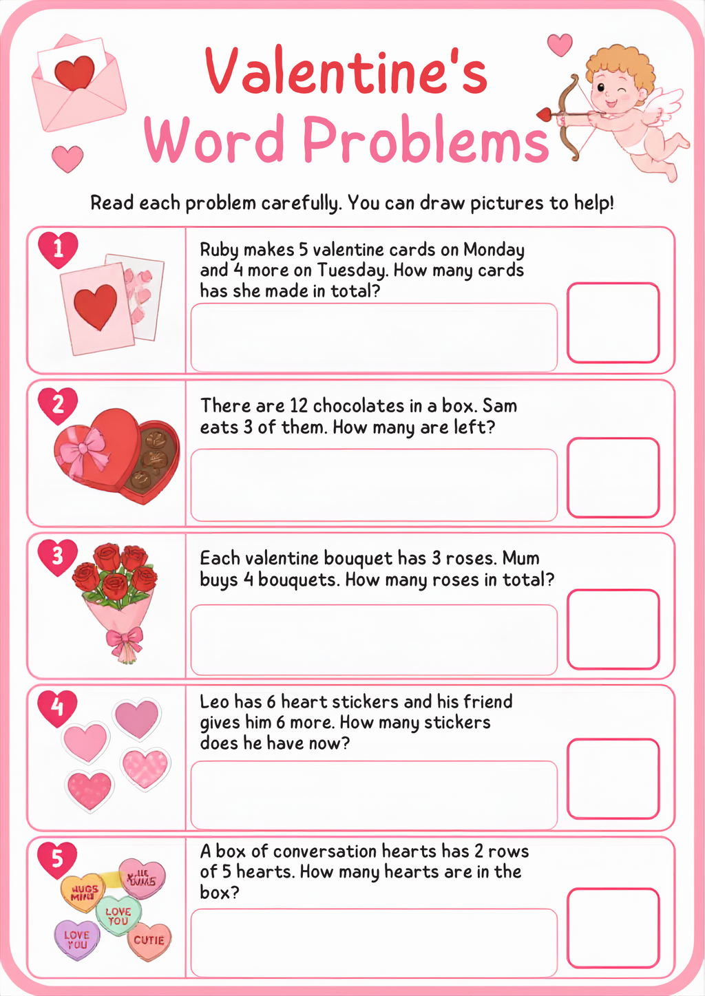 Valentine's Day Maths Worksheet Pack | KS1 Printable Math Worksheets