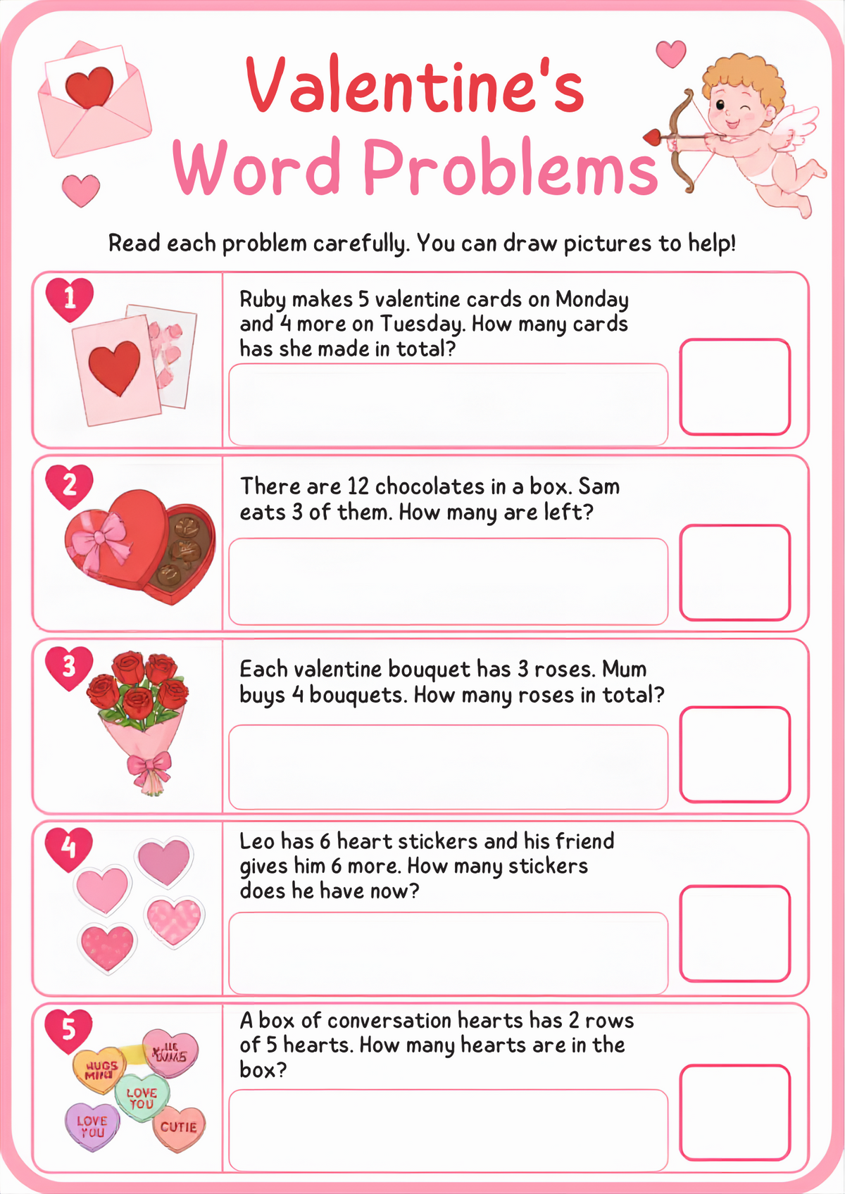 Valentine's Day Maths Worksheet Pack | KS1 Printable Math Worksheets
