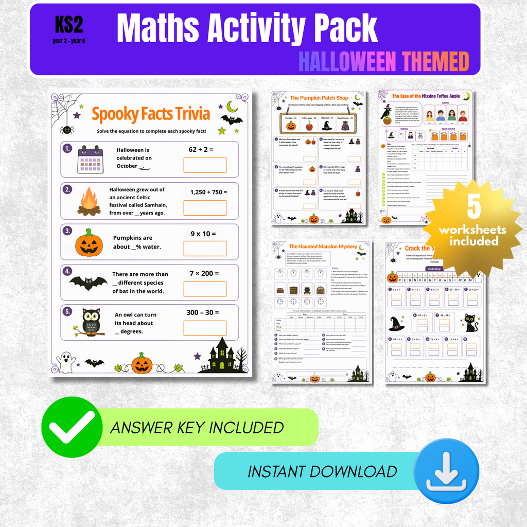 Halloween Maths Worksheet Pack | KS2 Printable Math Worksheets