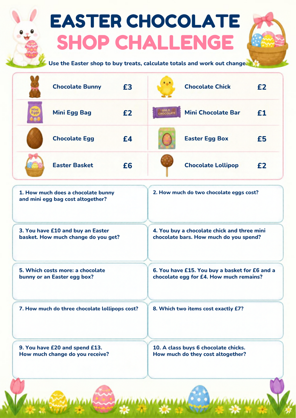 Easter Maths Worksheet Pack | KS1 Printable Math Worksheets