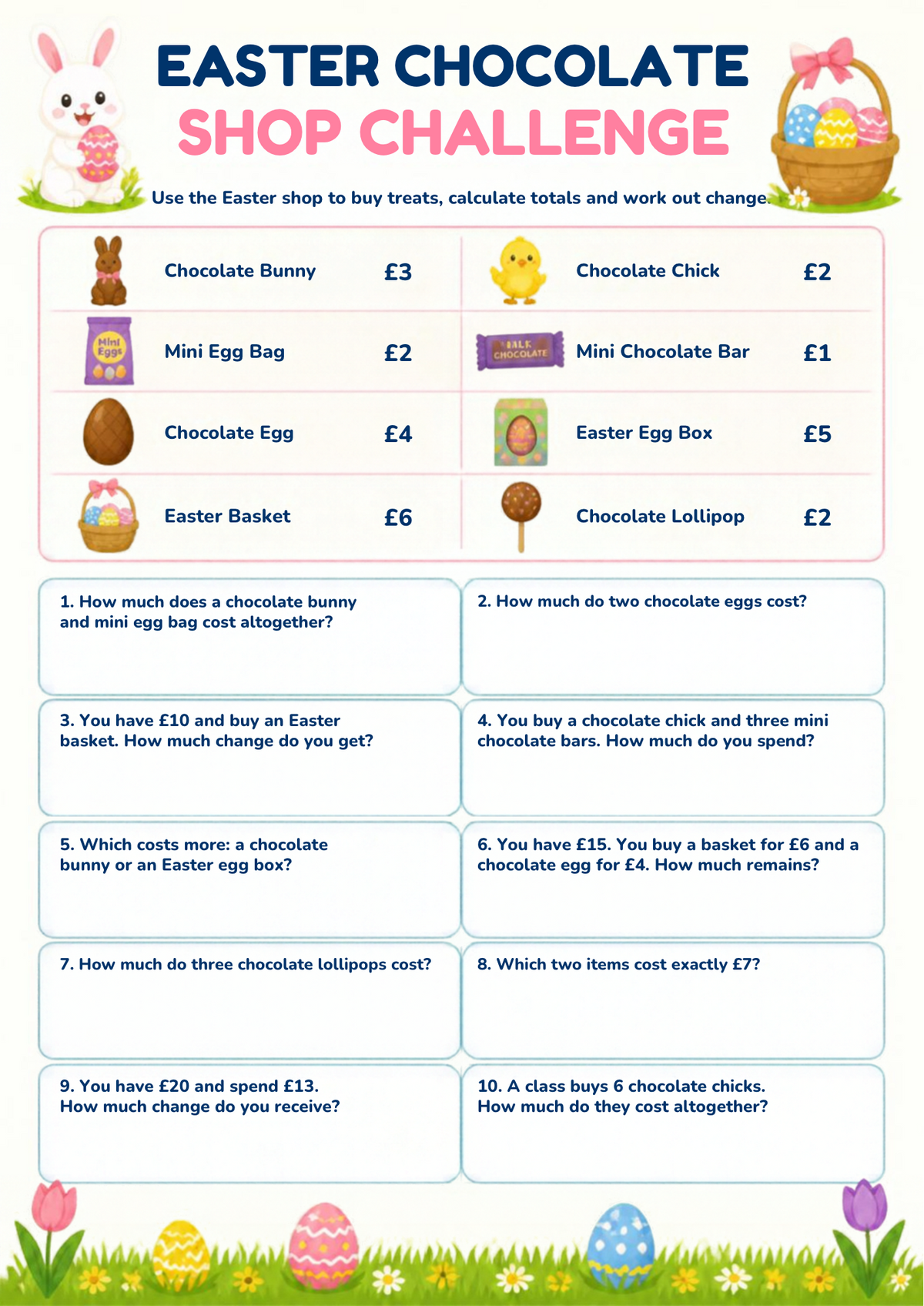 Easter Maths Worksheet Pack | KS1 Printable Math Worksheets