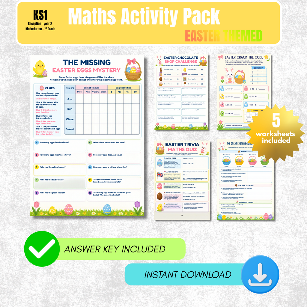Easter Maths Worksheet Pack | KS1 Printable Math Worksheets