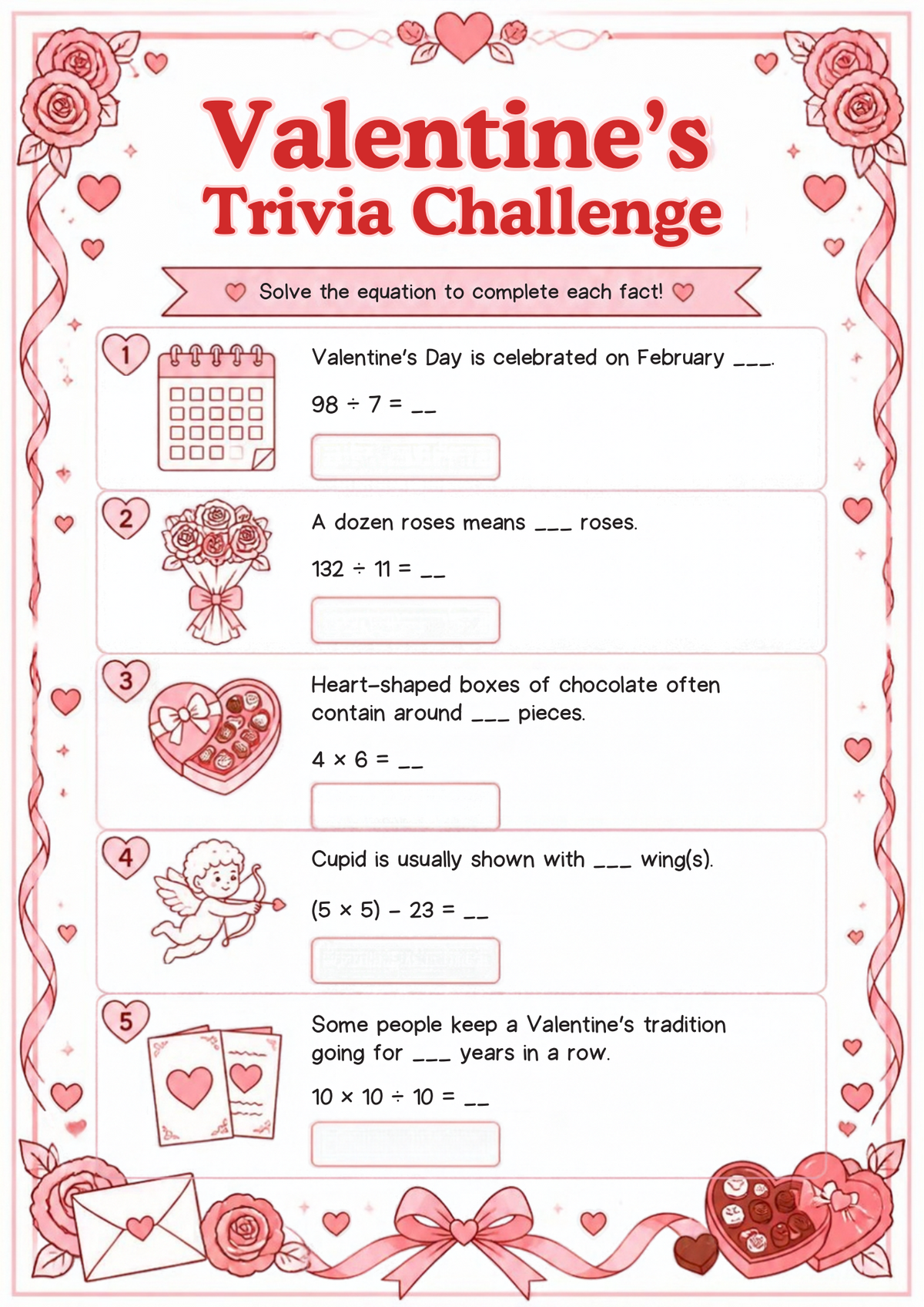 Valentine's Day Maths Worksheet Pack | KS2 Printable Math Worksheets