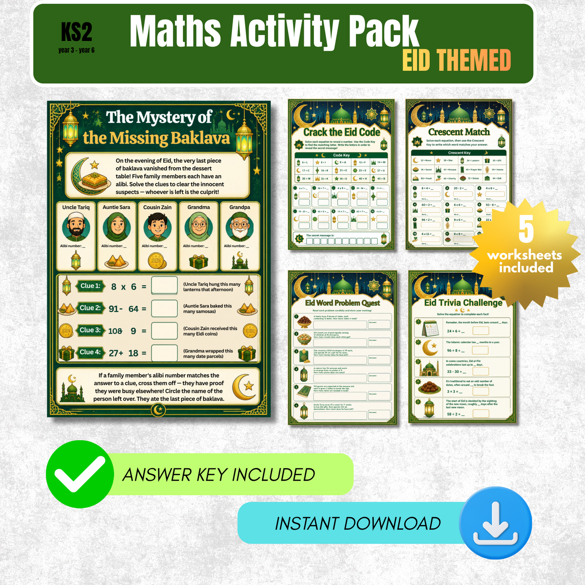 Eid Maths Worksheet Pack | KS2 Printable Math Worksheets